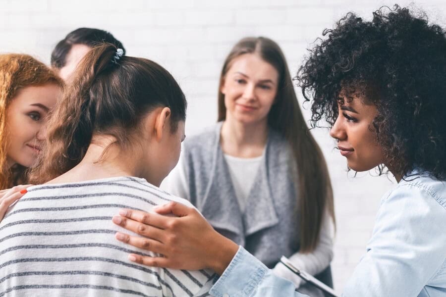 group at relationship issues therapy session